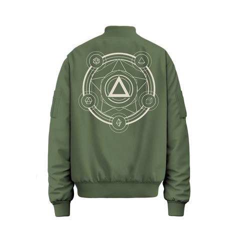 Limited Edition Polyhedral Spell Circle Bomber - Olive Green - CANTRIP BRAND