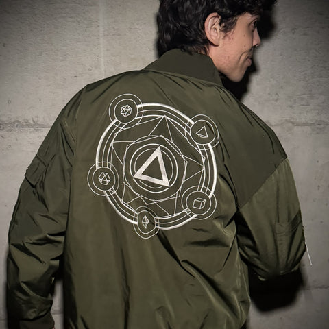 Limited Edition Polyhedral Spell Circle Bomber - Olive Green