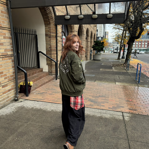 Limited Edition Polyhedral Spell Circle Bomber - Olive Green