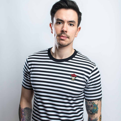 D20 Bouquet Striped Tee (Black/White) - CANTRIP BRAND