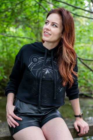 (Shadow) Polyhedral Spell Circle Crop Hoodie - CANTRIP BRAND