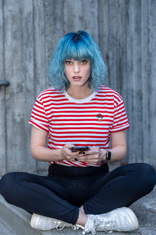 D20 Bouquet Striped Tee (Red/White) - CANTRIP BRAND