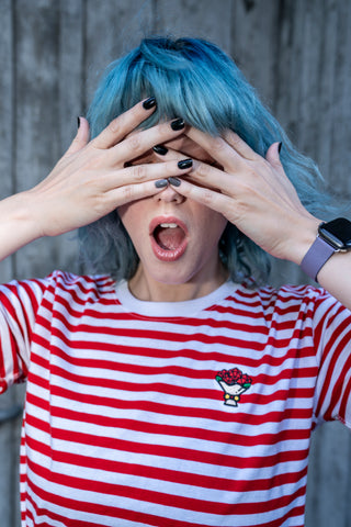 D20 Bouquet Striped Tee (Red/White) - CANTRIP BRAND