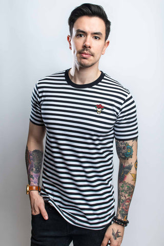 D20 Bouquet Striped Tee (Black/White) - CANTRIP BRAND