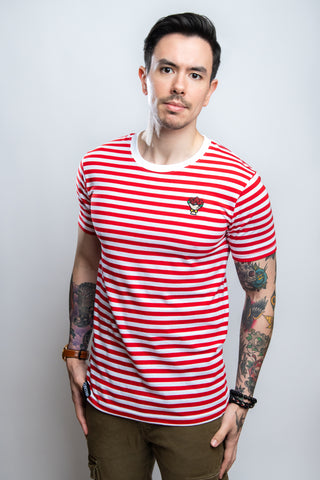 D20 Bouquet Striped Tee (Red/White) - CANTRIP BRAND